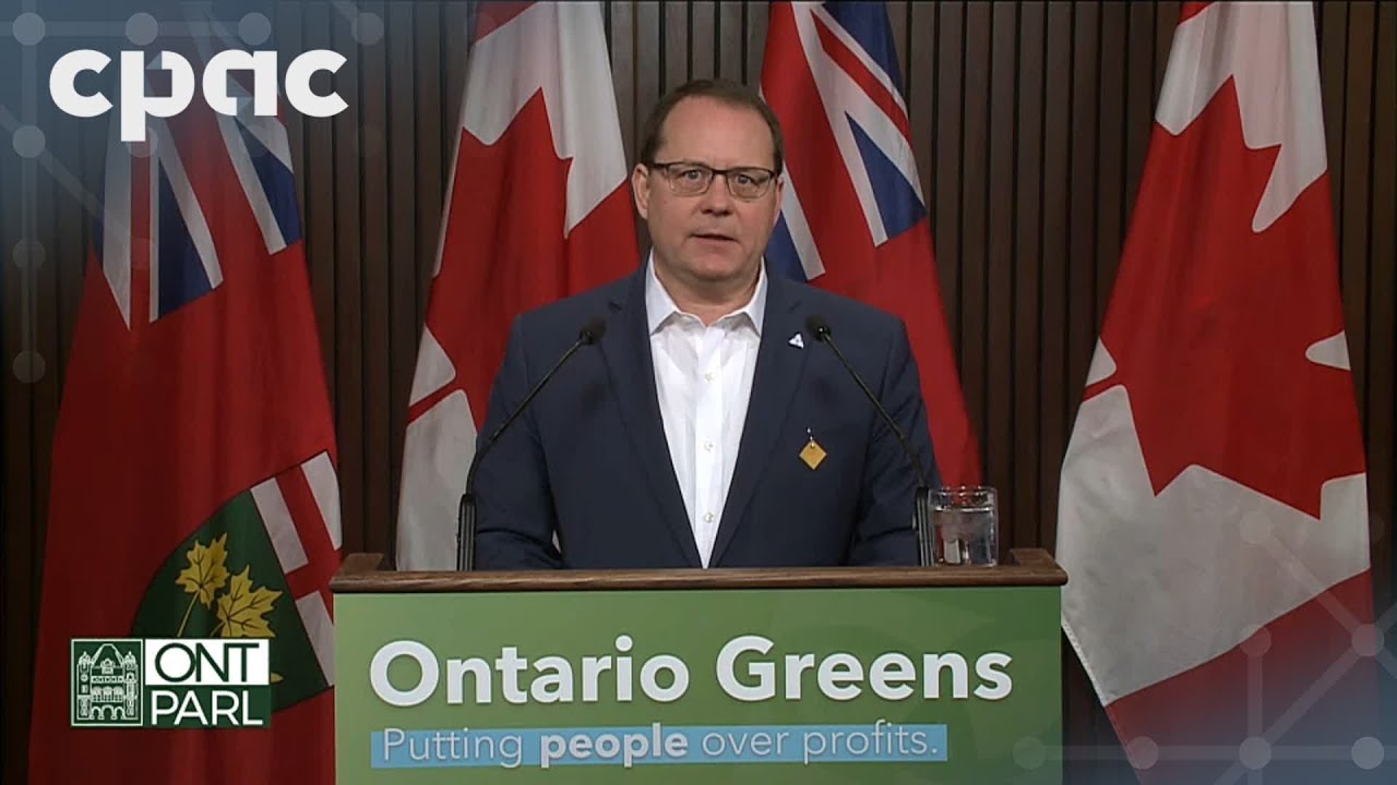 Ontario Green Party Leader Mike Schreiner holds a news conference as election campaign begins