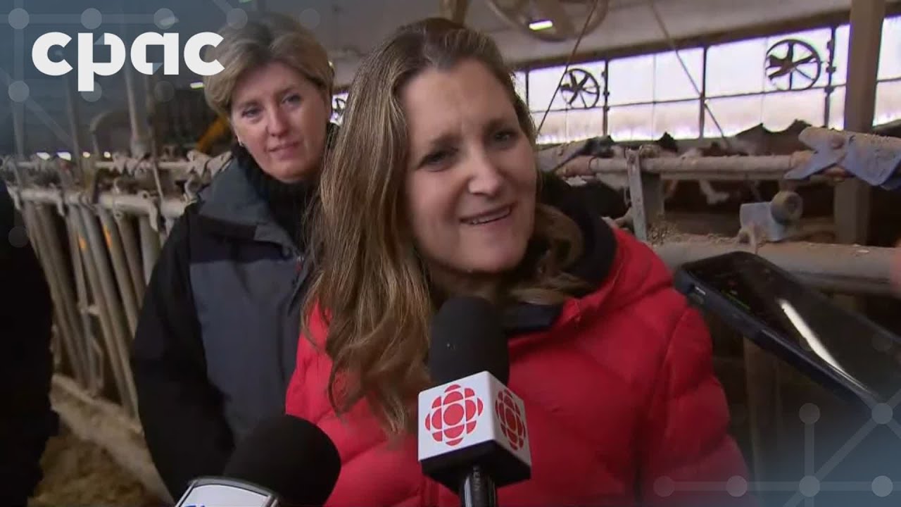 Chrystia Freeland s’adresse aux médias à Waterville, au QC – 19 février 2025