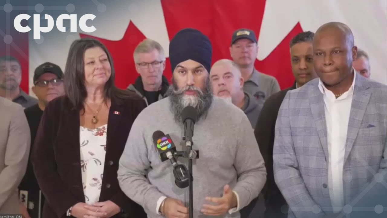 NDP Leader Jagmeet Singh speaks with reporters in Hamilton, Ont. – February 18, 2025