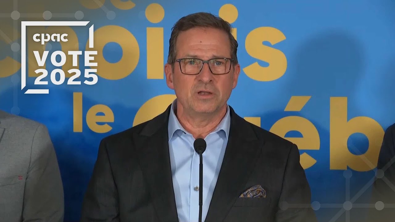 Yves-François Blanchet s'entretient avec des journalistes, à Sherbrooke, QC – March 29, 2025