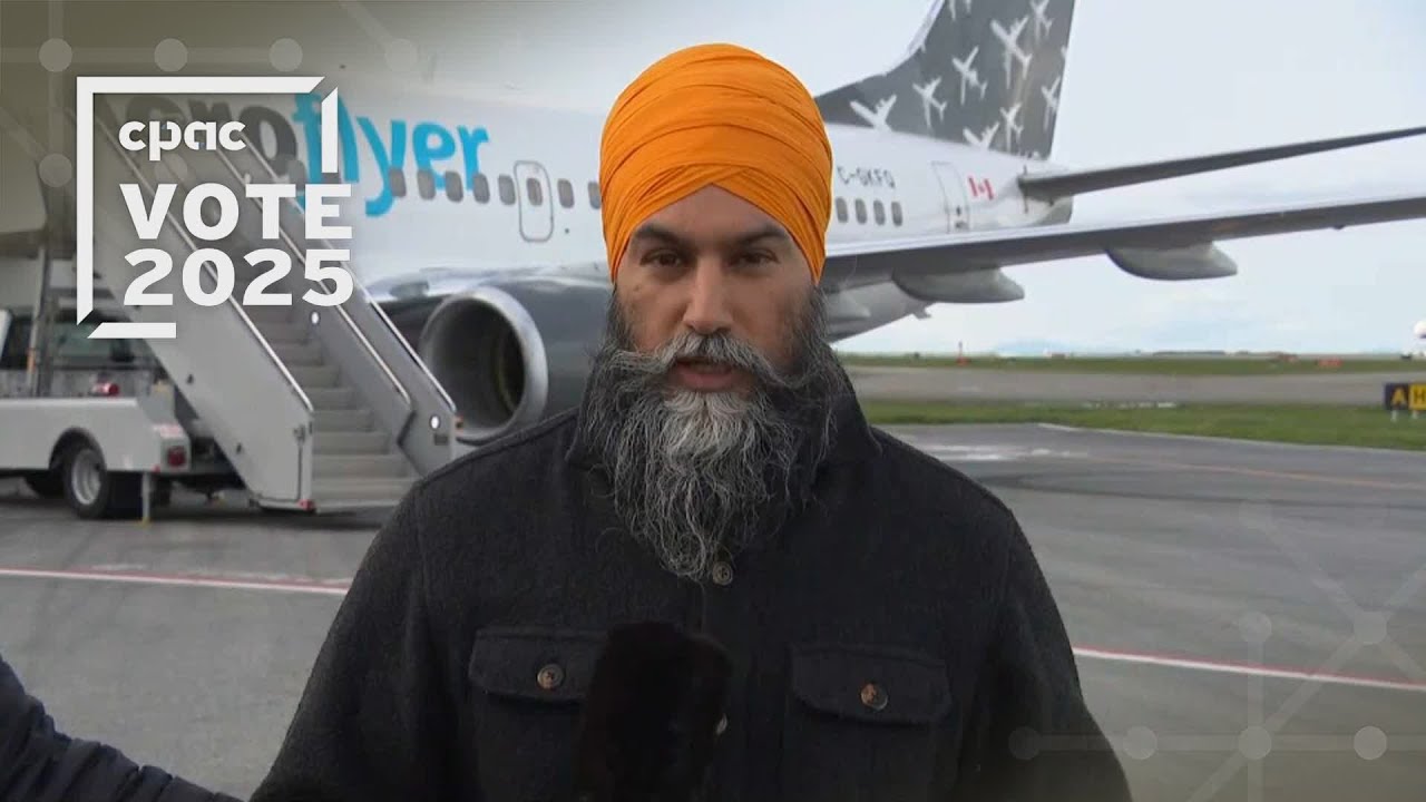 Jagmeet Singh speaks with reporters in Richmond, B.C. – April 9, 2025
