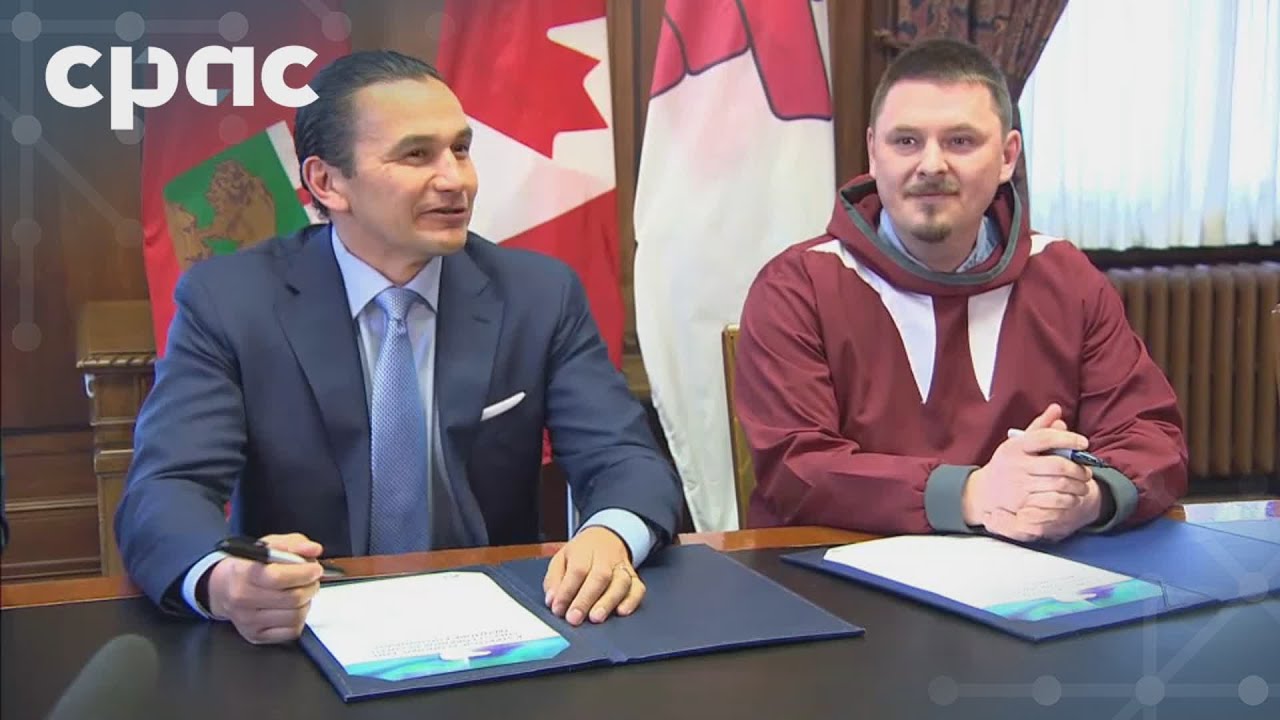 Premiers Wab Kinew and P.J. Akeeagok speak with reporters in Winnipeg – April 16, 2025