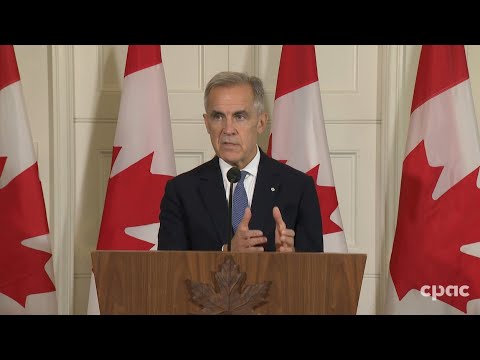 PM Mark Carney speaks with reporters in London, U.K. – September 27, 2025