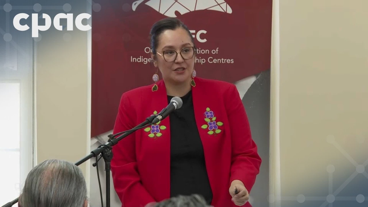 Indigenous Services Minister Mandy Gull-Masty makes an announcement in Toronto